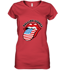 Mens The Rolling Stones USA Tongue Women's V-Neck T-Shirt Women's V-Neck T-Shirt - belovedtshirt