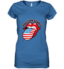 Mens The Rolling Stones USA Tongue Women's V-Neck T-Shirt Women's V-Neck T-Shirt - belovedtshirt