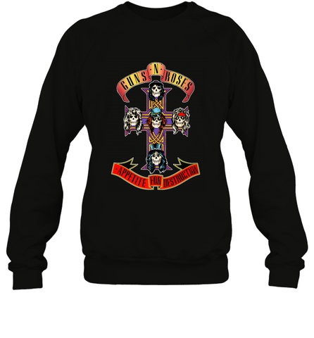 Guns N' Roses Classic Cross Logo Crewneck Sweatshirt Crewneck Sweatshirt / Black / S Crewneck Sweatshirt - belovedtshirt