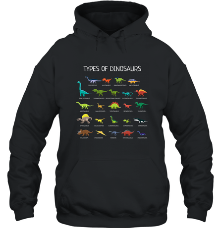Types Of Dinosaurs Hooded Sweatshirt Hooded Sweatshirt / Black / S Hooded Sweatshirt - belovedtshirt