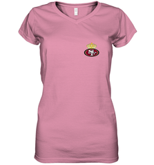 NFL San Francisco 49ers Logo Champion Crorwn Women's V-Neck T-Shirt Women's V-Neck T-Shirt - belovedtshirt