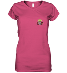 NFL San Francisco 49ers Logo Champion Crorwn Women's V-Neck T-Shirt Women's V-Neck T-Shirt - belovedtshirt