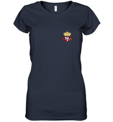 NFL San Francisco 49ers Logo Champion Crorwn Women's V-Neck T-Shirt Women's V-Neck T-Shirt - belovedtshirt