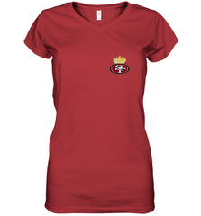 NFL San Francisco 49ers Logo Champion Crorwn Women's V-Neck T-Shirt Women's V-Neck T-Shirt - belovedtshirt