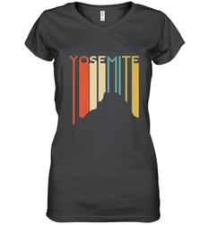 Yosemite National Park Retro Half Dome El Capitan Cali Women's V-Neck T-Shirt