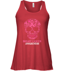 Tattoo Skull Halloween Breast Cancer Awareness Women's Racerback Tank