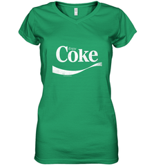 Coca Cola Vintage Enjoy Coke White Logo Women's V-Neck T-Shirt Women's V-Neck T-Shirt - belovedtshirt