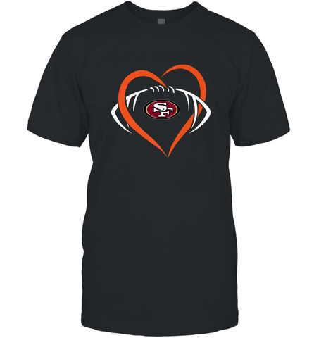 NFL San Francisco Heart Love Football Men's T-Shirt Men's T-Shirt / Black / S Men's T-Shirt - belovedtshirt