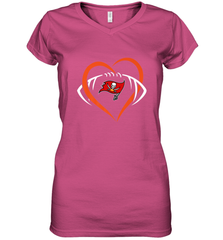 NFL Tampa Bay Buccaneers Heart Love Football Women's V-Neck T-Shirt Women's V-Neck T-Shirt - belovedtshirt