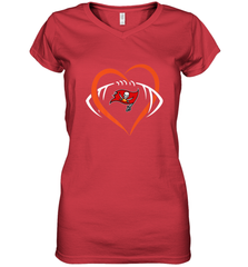 NFL Tampa Bay Buccaneers Heart Love Football Women's V-Neck T-Shirt Women's V-Neck T-Shirt - belovedtshirt