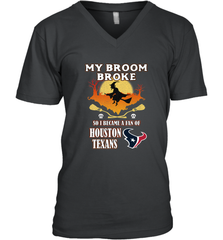 Broom Broke So I Became A Fan of Houston Texans  NFL Halloween Costume Men's V-Neck Men's V-Neck - belovedtshirt