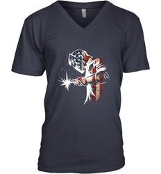 Welder American Flag USA Patriotic Welder Gift Men's V-Neck