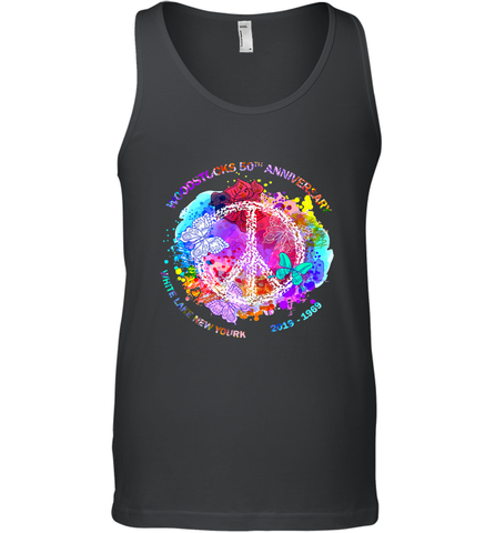 Woodstocks 50th Anniversary Peace Love tee Men's Tank Top Men's Tank Top / Black / XS Men's Tank Top - belovedtshirt