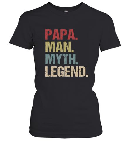 Papa Man Myth Legend Dad Father Women's T-Shirt Women's T-Shirt / Black / XS Women's T-Shirt - belovedtshirt