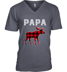 Papa Moose Red Plaid Christmas Pajama Men's V-Neck Men's V-Neck - belovedtshirt