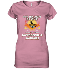 Broom Broke So I Became A Fan of Jacksonville Jaguars NFL Halloween Costume Women's V-Neck T-Shirt Women's V-Neck T-Shirt - belovedtshirt