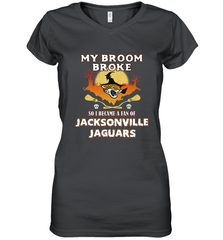 Broom Broke So I Became A Fan of Jacksonville Jaguars NFL Halloween Costume Women's V-Neck T-Shirt Women's V-Neck T-Shirt - belovedtshirt
