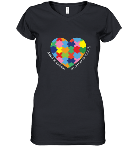 April is autism awareness month T shirt Women's V-Neck T-Shirt Women's V-Neck T-Shirt / Black / S Women's V-Neck T-Shirt - belovedtshirt