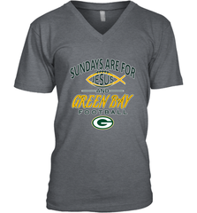 Sundays Are For Jesus and Green Bay Funny Christian Football 1 Men's V-Neck Men's V-Neck - belovedtshirt
