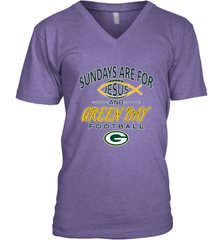 Sundays Are For Jesus and Green Bay Funny Christian Football 1 Men's V-Neck Men's V-Neck - belovedtshirt