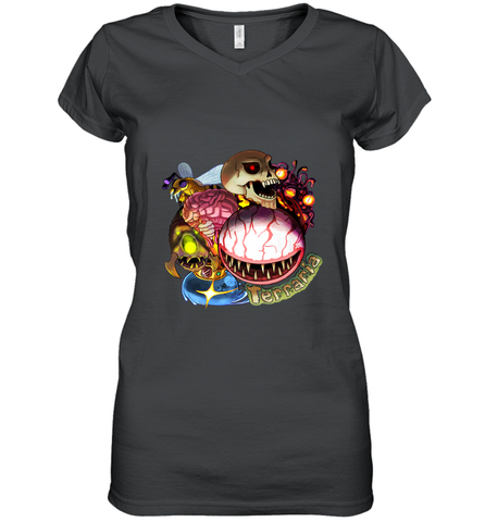 Terraria_ Boss Rush Women's V-Neck T-Shirt Women's V-Neck T-Shirt / Black / S Women's V-Neck T-Shirt - belovedtshirt