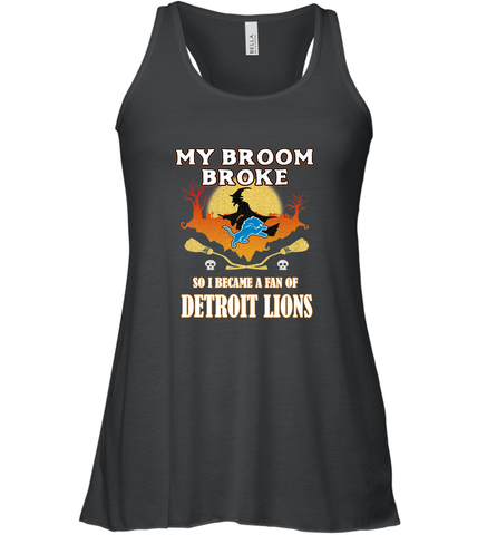 Broom Broke So I Became A Fan of Detroit Lions  NFL Halloween Costume Women's Racerback Tank Women's Racerback Tank / Black / XS Women's Racerback Tank - belovedtshirt