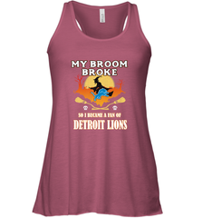 Broom Broke So I Became A Fan of Detroit Lions  NFL Halloween Costume Women's Racerback Tank Women's Racerback Tank - belovedtshirt