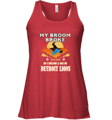 Broom Broke So I Became A Fan of Detroit Lions  NFL Halloween Costume Women's Racerback Tank Women's Racerback Tank - belovedtshirt
