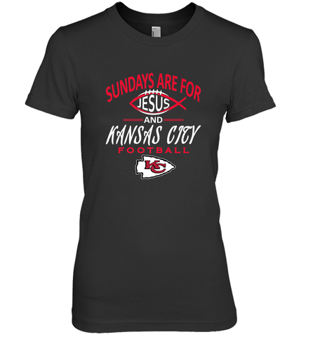 Sundays Are For Jesus and Kansas City Funny Football Women's Premium T-Shirt Women's Premium T-Shirt / Black / XS Women's Premium T-Shirt - belovedtshirt