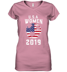 USA United States Women 2019 Soccer US Futbol Women's V-Neck T-Shirt Women's V-Neck T-Shirt - belovedtshirt
