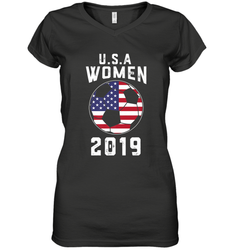 USA United States Women 2019 Soccer US Futbol Women's V-Neck T-Shirt