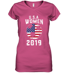 USA United States Women 2019 Soccer US Futbol Women's V-Neck T-Shirt Women's V-Neck T-Shirt - belovedtshirt