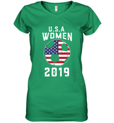 USA United States Women 2019 Soccer US Futbol Women's V-Neck T-Shirt Women's V-Neck T-Shirt - belovedtshirt