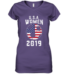 USA United States Women 2019 Soccer US Futbol Women's V-Neck T-Shirt Women's V-Neck T-Shirt - belovedtshirt