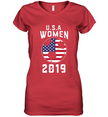 USA United States Women 2019 Soccer US Futbol Women's V-Neck T-Shirt Women's V-Neck T-Shirt - belovedtshirt