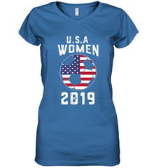 USA United States Women 2019 Soccer US Futbol Women's V-Neck T-Shirt Women's V-Neck T-Shirt - belovedtshirt