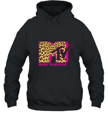 MTV Logo Leopard Print Hooded Sweatshirt Hooded Sweatshirt / Black / S Hooded Sweatshirt - belovedtshirt