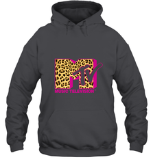 MTV Logo Leopard Print Hooded Sweatshirt Hooded Sweatshirt - belovedtshirt