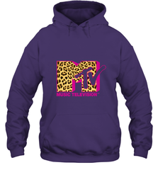 MTV Logo Leopard Print Hooded Sweatshirt Hooded Sweatshirt - belovedtshirt