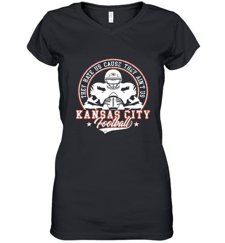 Vintage NFL Kansas City Football Logo Women's V-Neck T-Shirt Women's V-Neck T-Shirt / Black / S Women's V-Neck T-Shirt - belovedtshirt