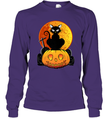 Happy Halloween Spooky Pumpkins Black Cat For Women Long Sleeve T-Shirt Long Sleeve T-Shirt - belovedtshirt