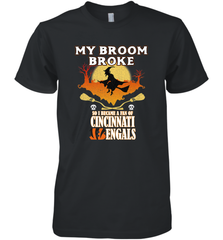 Broom Broke So I Became A fan of Cincinnati Bengals Halloween Costume Men's Premium T-Shirt Men's Premium T-Shirt - belovedtshirt