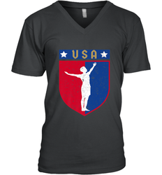 Distressed USA Red, White and Blue Soccer US Shield Flag Men's V-Neck