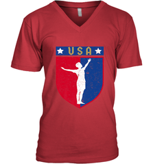 Distressed USA Red, White and Blue Soccer US Shield Flag Men's V-Neck Men's V-Neck - belovedtshirt