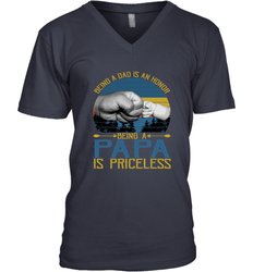 Being A Dad Is An Honor Being Papa Is Priceless Grandpa t Men's V-Neck
