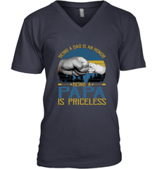Being A Dad Is An Honor Being Papa Is Priceless Grandpa t Men's V-Neck Apparel - belovedtshirt