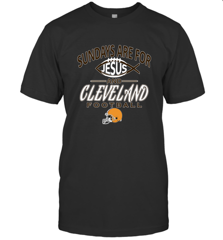 Sundays Are For Jesus and Cleveland Funny Christian Football Men's T-Shirt Men's T-Shirt / Black / S Men's T-Shirt - belovedtshirt