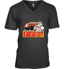 NFL Kansas City Football Logo Skyline Cityscape Men's V-Neck Men's V-Neck - belovedtshirt