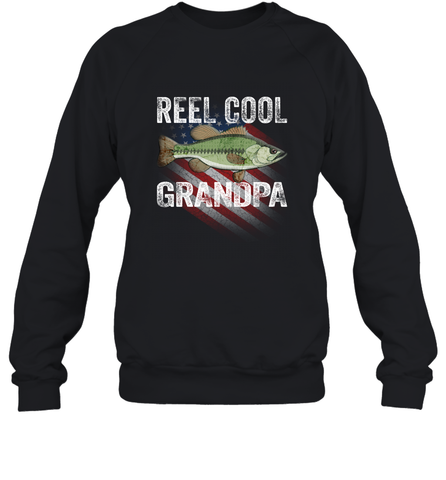 REEL COOL GRANDPA Crewneck Sweatshirt Crewneck Sweatshirt / Black / S Crewneck Sweatshirt - belovedtshirt