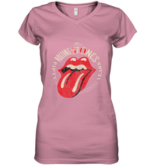 Mens The Rolling Stones 50th Anniversary Logo Women's V-Neck T-Shirt Women's V-Neck T-Shirt - belovedtshirt